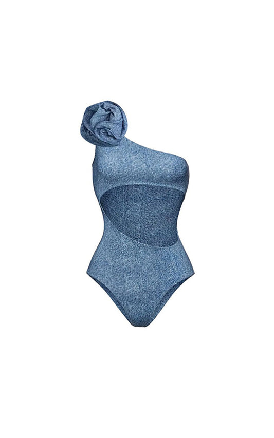 Azure Floral One-Shoulder Monokini | Halfhalf Active