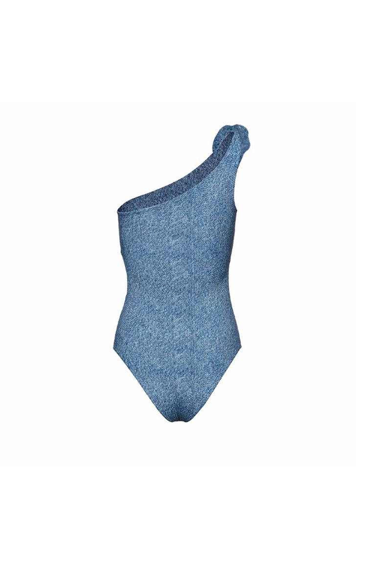 Azure Floral One-Shoulder Monokini | Halfhalf Active