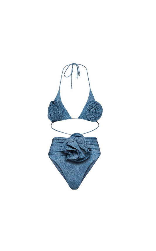Azure Floral Ruched Bikini | Halfhalf Active