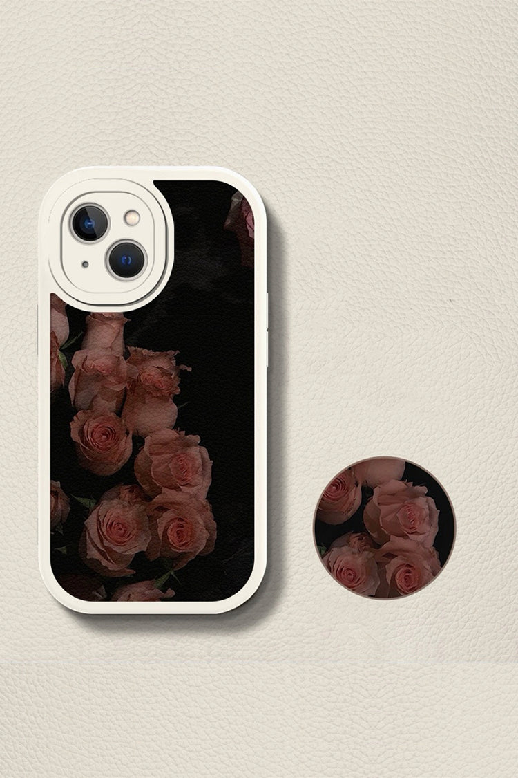 Nighttime Pink Rose Phone Case | white