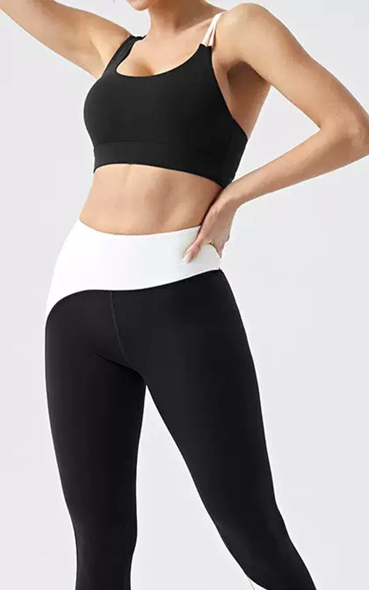 Recycled Color-Block Sports Bra | Black Bra | HalfHalf Active