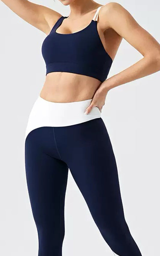 Recycled Color-Block Sports Bra | Blue Bra | HalfHalf Active
