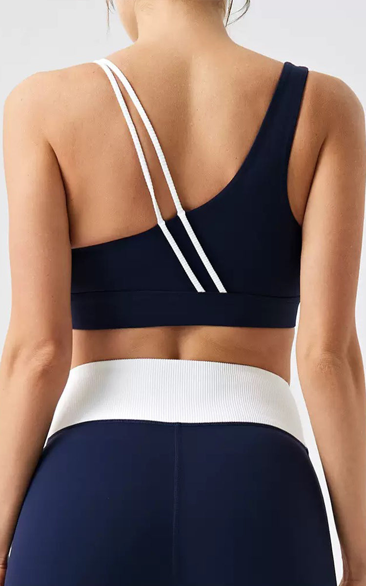 Recycled Color-Block Sports Bra | Blue Bra | HalfHalf Active