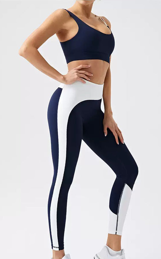 Recycled High Waist Color-Block Legging | Blue legging | HalfHalf Active
