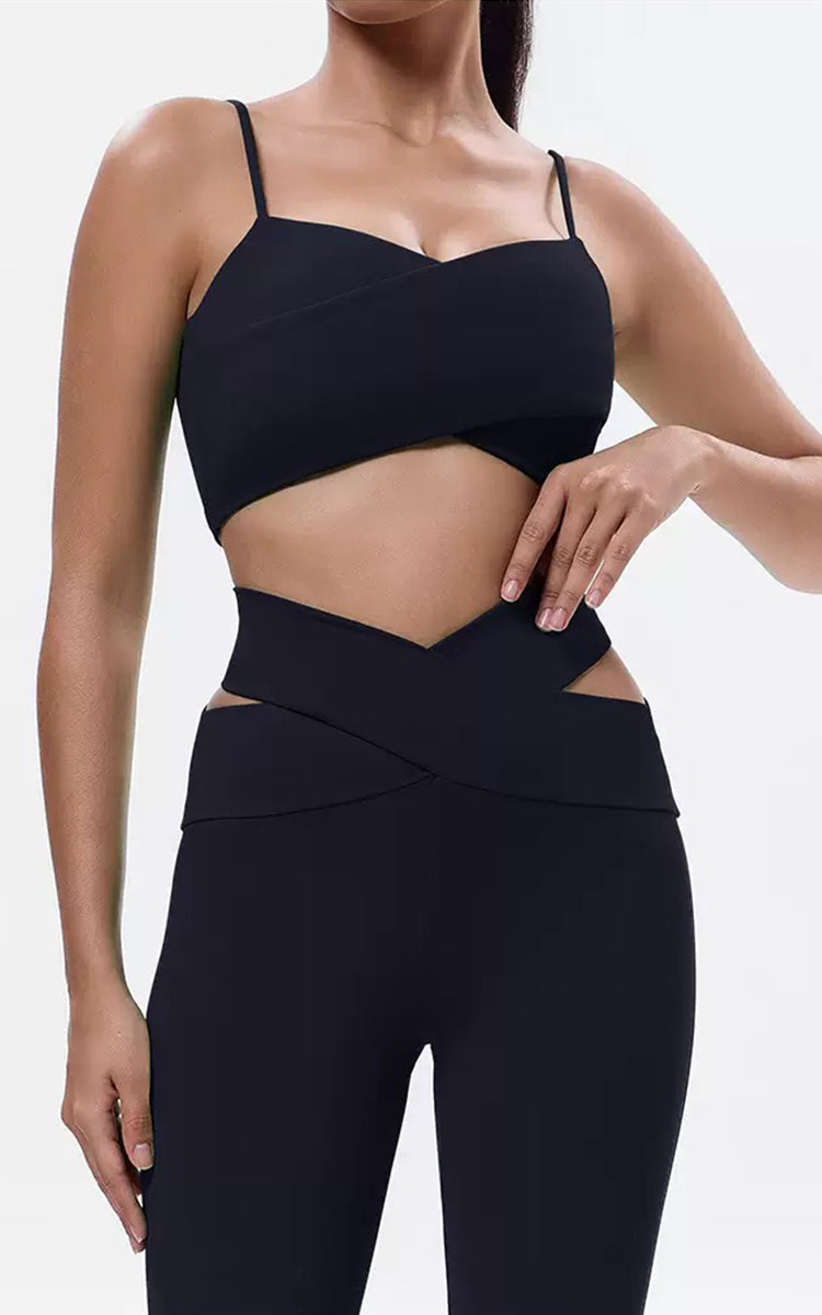 Recycled High Waist Cross Cutout Legging | HalfHalf Active