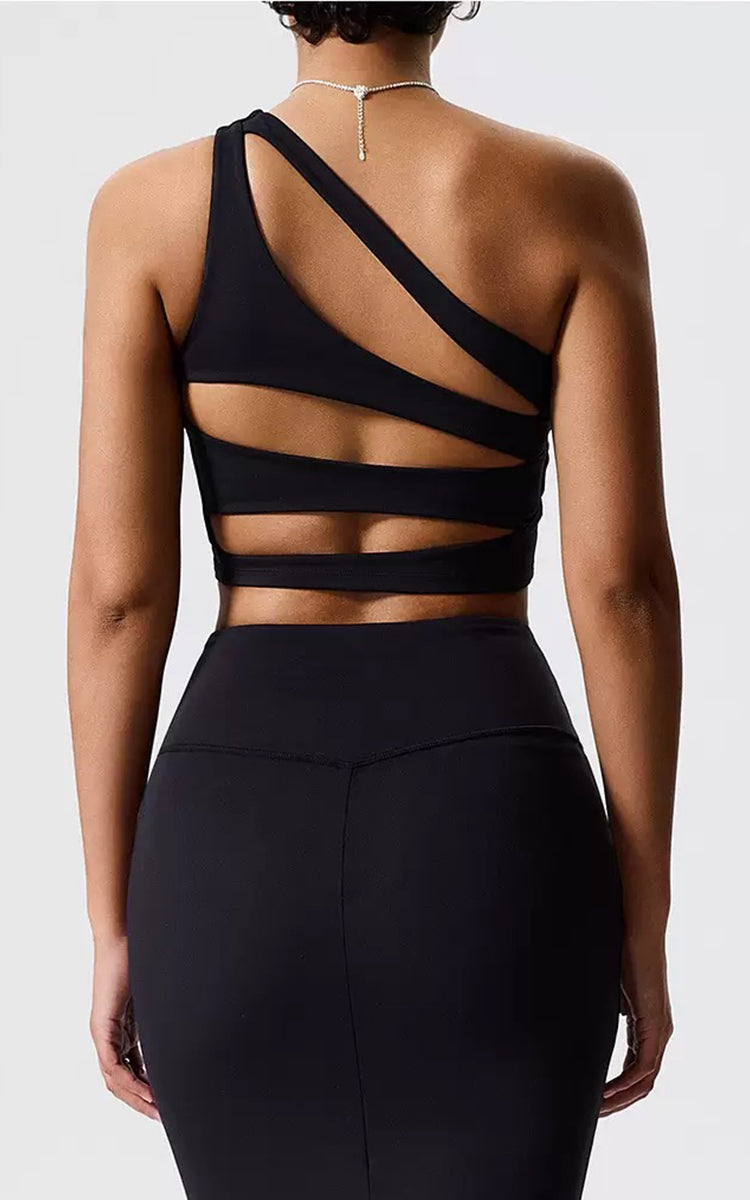 Women's One-Shoulder Cutout Bra Tank | Global Recycled Standard | HalfHalf Active