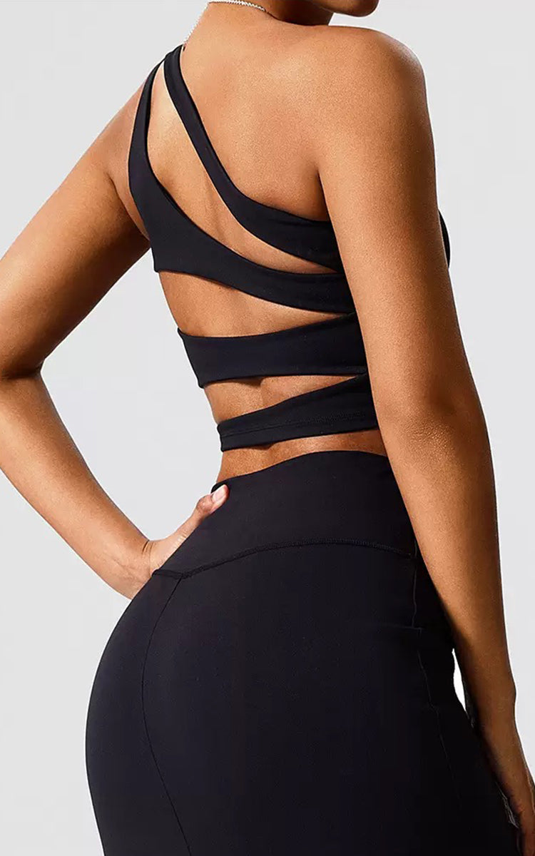 Women's One-Shoulder Cutout Bra Tank | Global Recycled Standard | HalfHalf Active