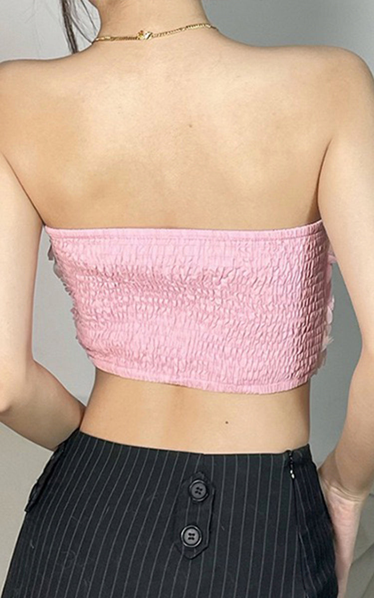 Off-Shoulder Pink Flowers Crop