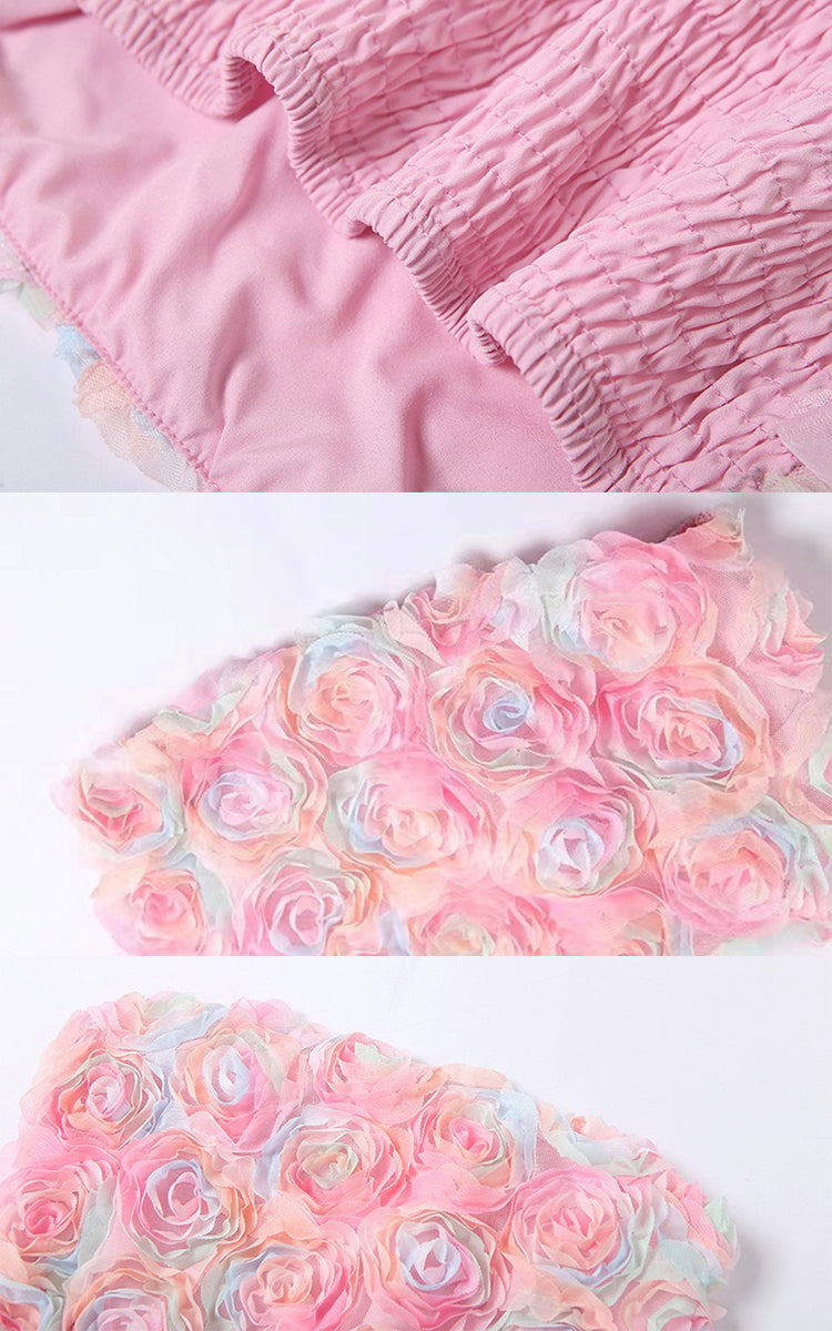 Off-Shoulder Pink Flowers Crop