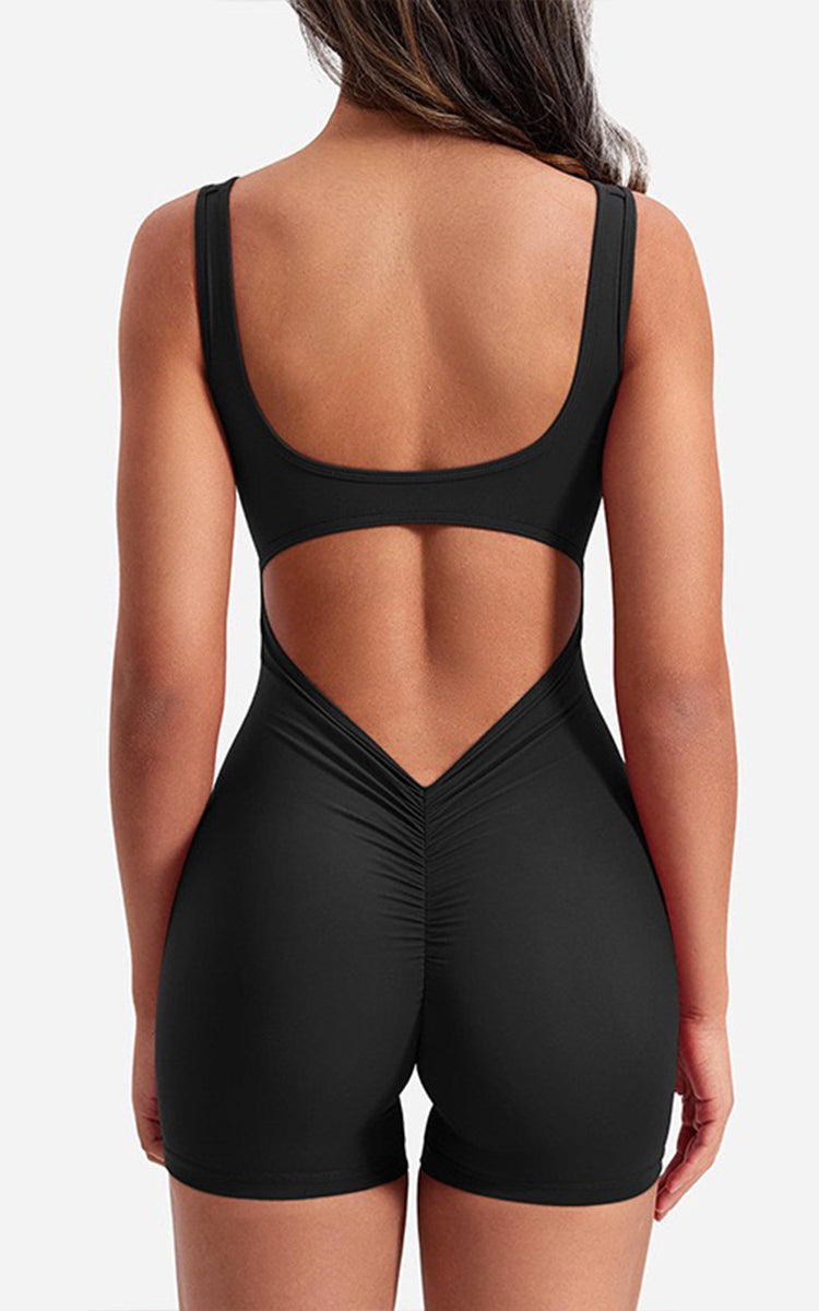 PLEATED BACK ONE-PIECE YOGA SHORT